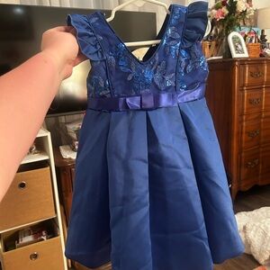 Elegant Blue Kids Dress with Floral Accents